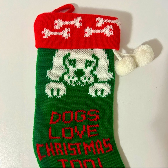 Christmas Knit Festive Stocking Dogs Love Christmas Too 10” - Picture 3 of 5
